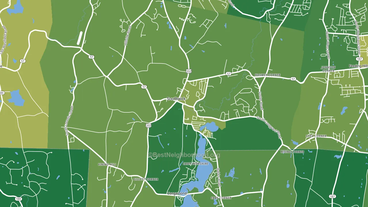 Southwick, MA block-group voter-turnout map