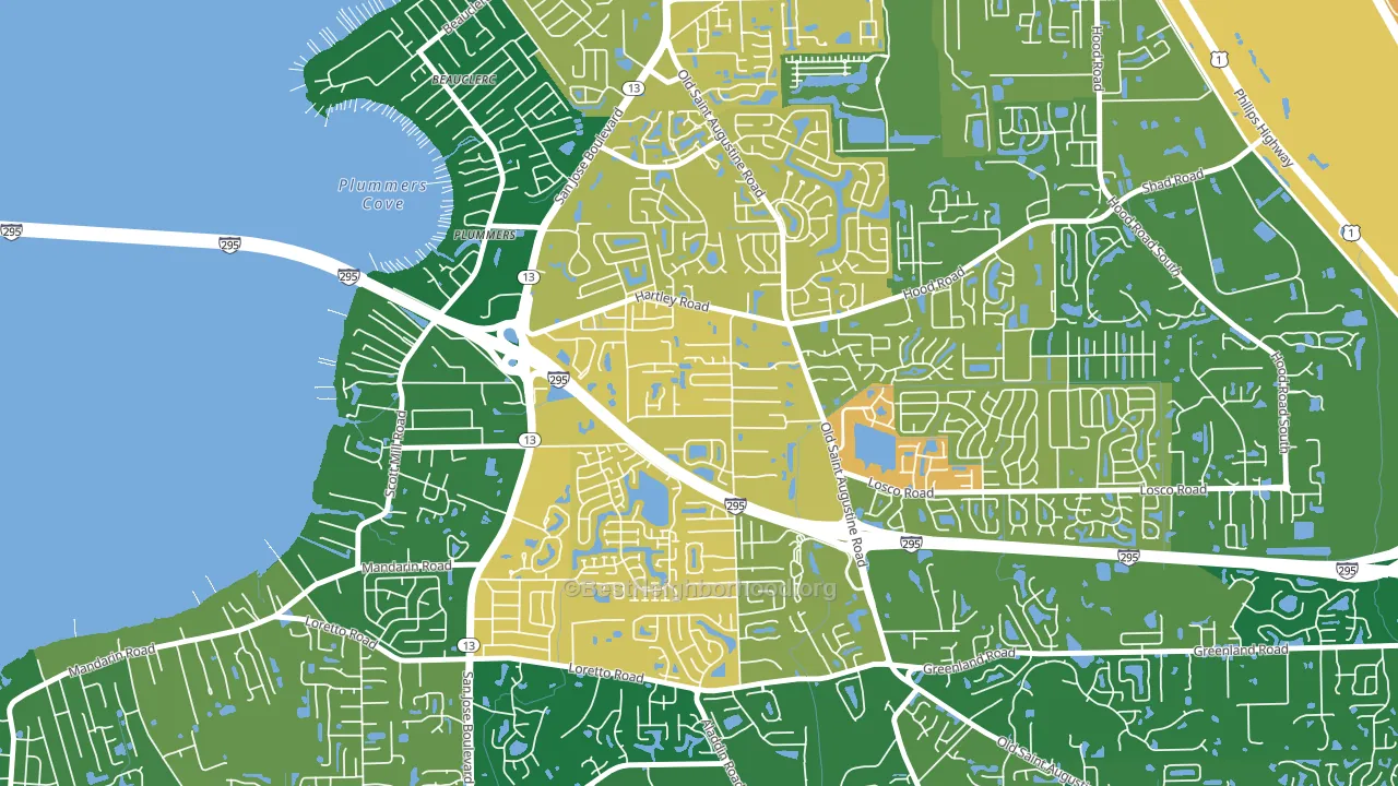 Southwood, Jacksonville, FL block-group voter-turnout map