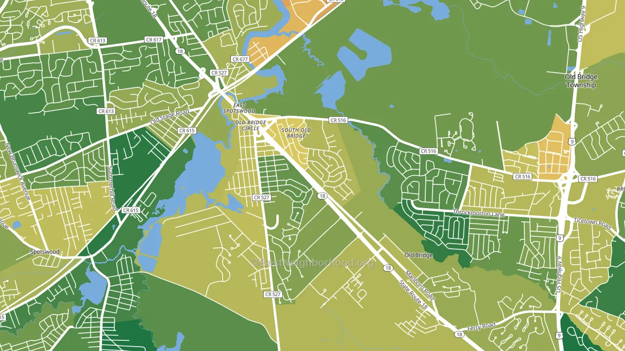 Southwood, Old Bridge, NJ block-group voter-turnout map