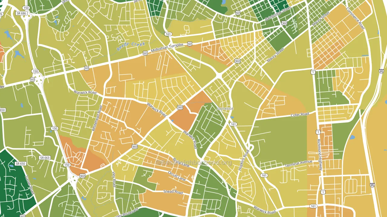 Southwood, Richmond, VA block-group voter-turnout map