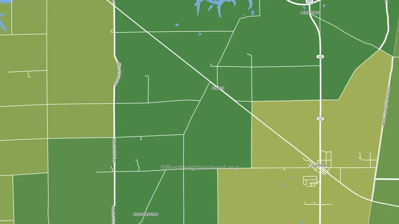 Spades, IN block-group voter-turnout map