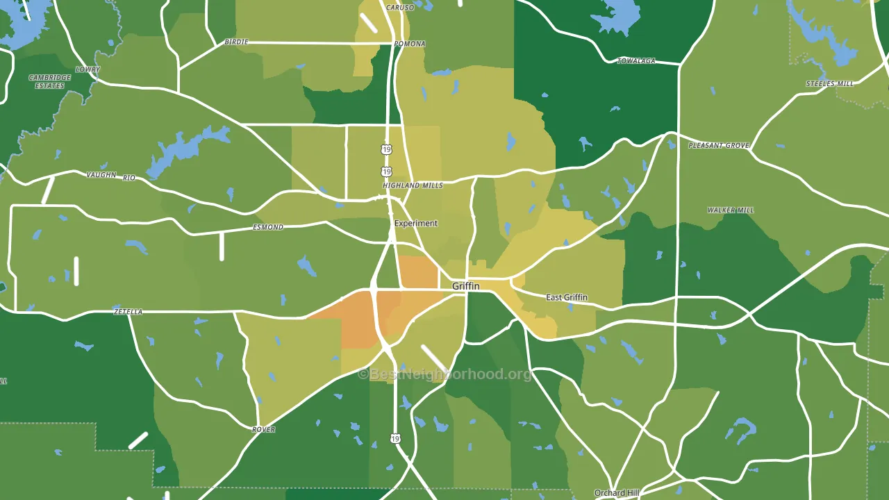 Spalding County, GA block-group voter-turnout map