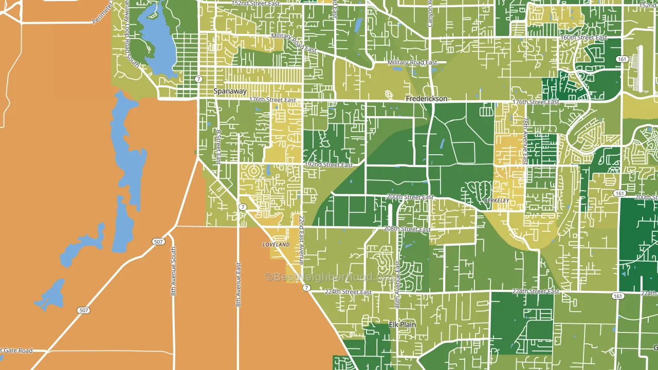 Spanaway, WA block-group voter-turnout map