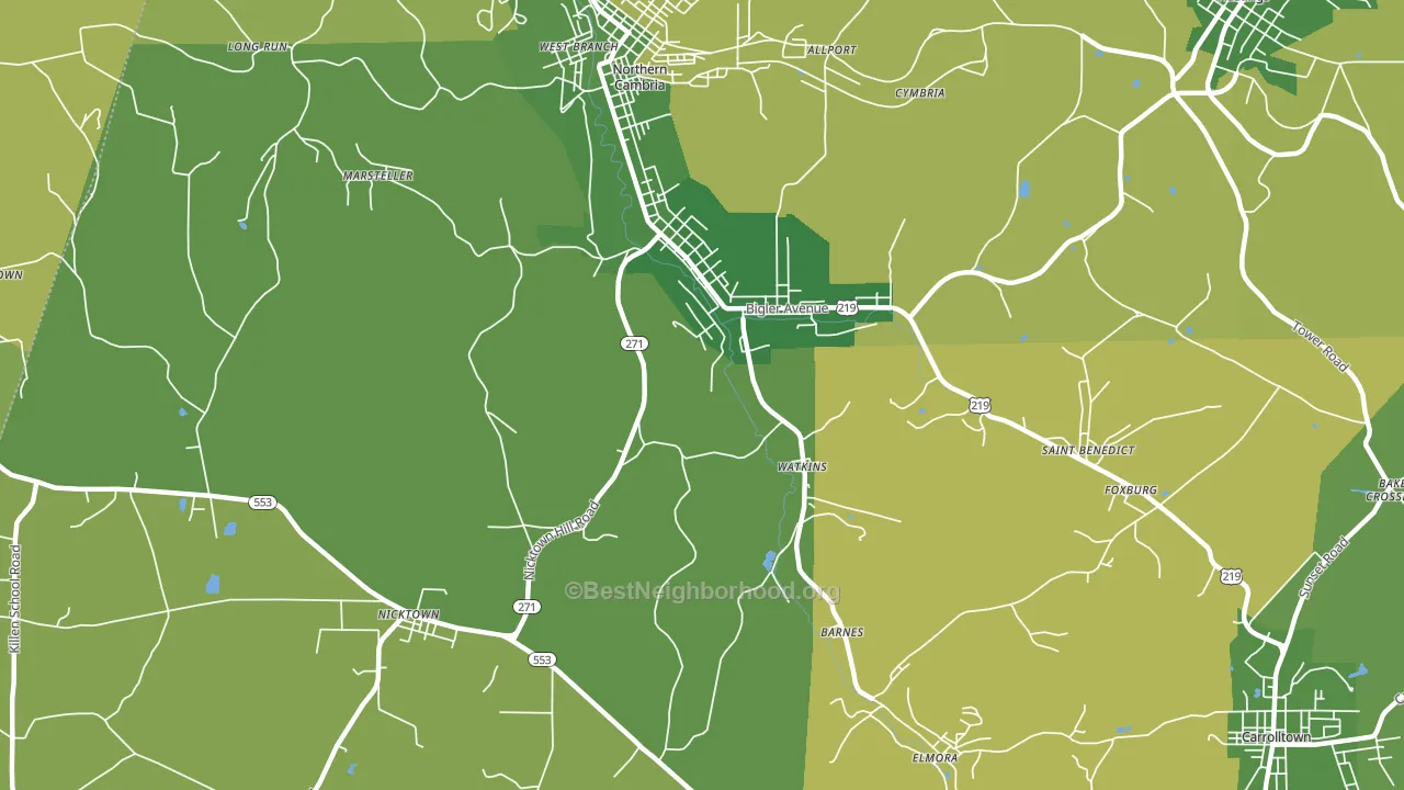 Spangler, PA block-group voter-turnout map