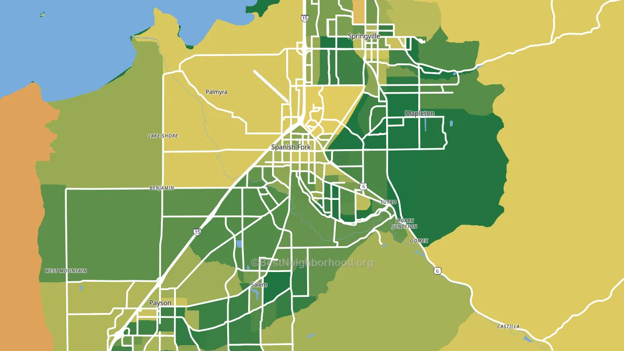 Spanish Fork, UT block-group voter-turnout map