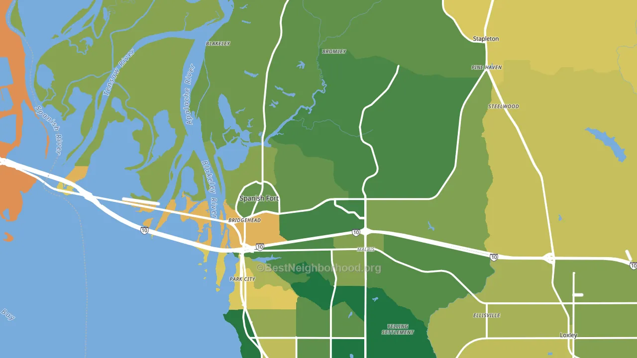 Spanish Fort, AL block-group voter-turnout map