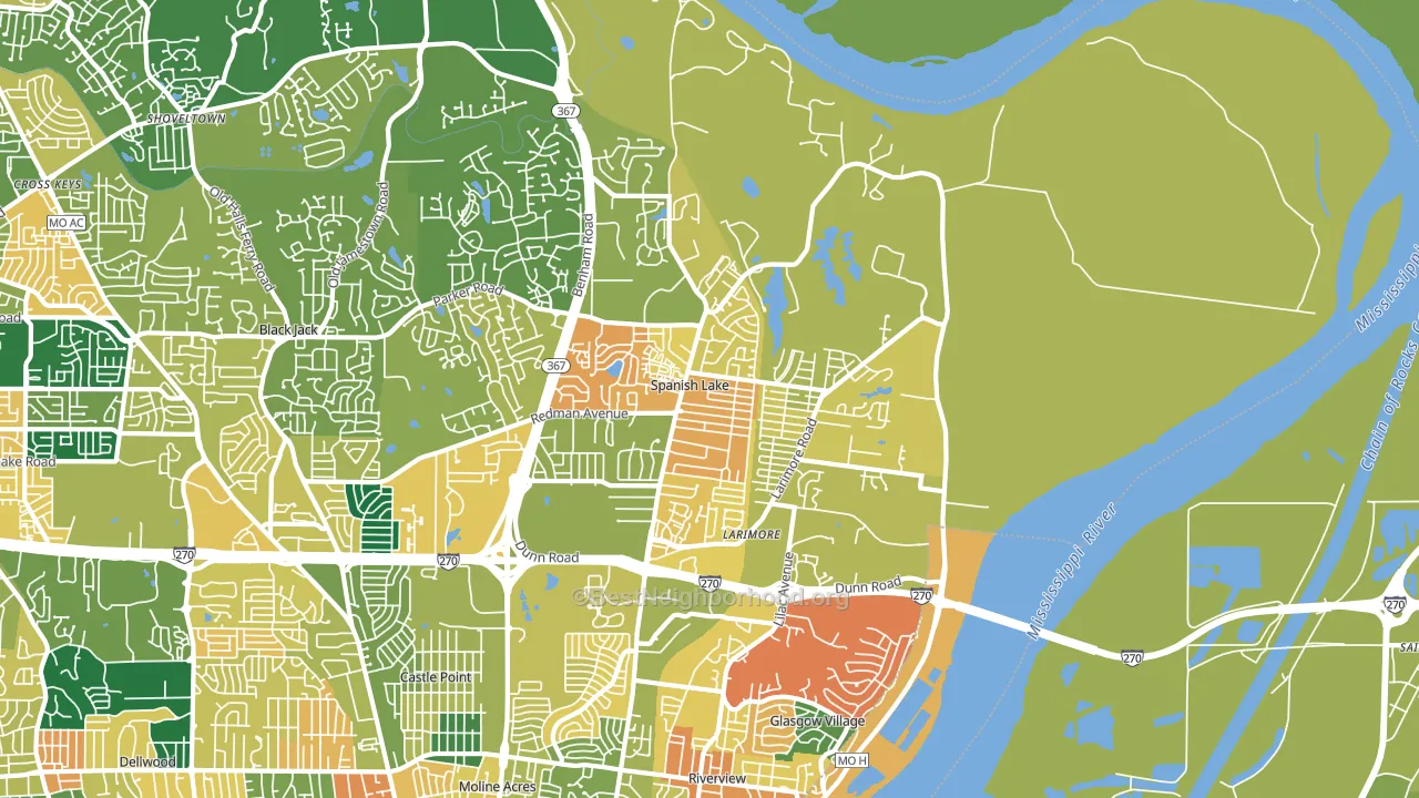 Spanish Lake, MO block-group voter-turnout map