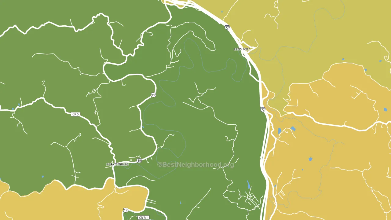 Spanishburg, WV block-group voter-turnout map