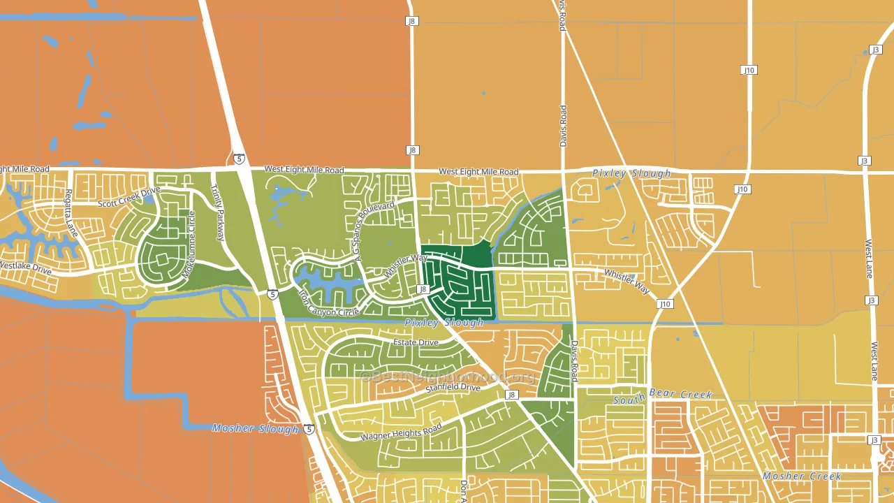 Spanos Park, Stockton, CA block-group voter-turnout map
