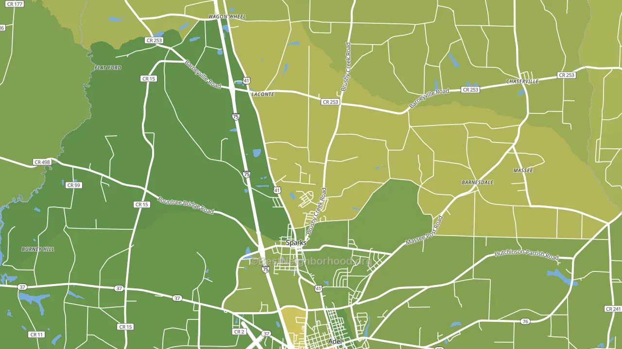 Sparks, GA block-group voter-turnout map