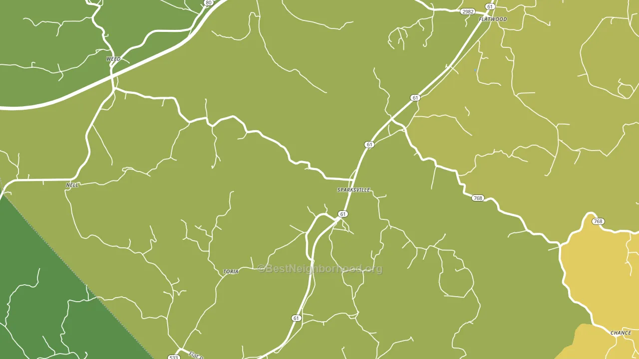 Sparksville, KY block-group voter-turnout map