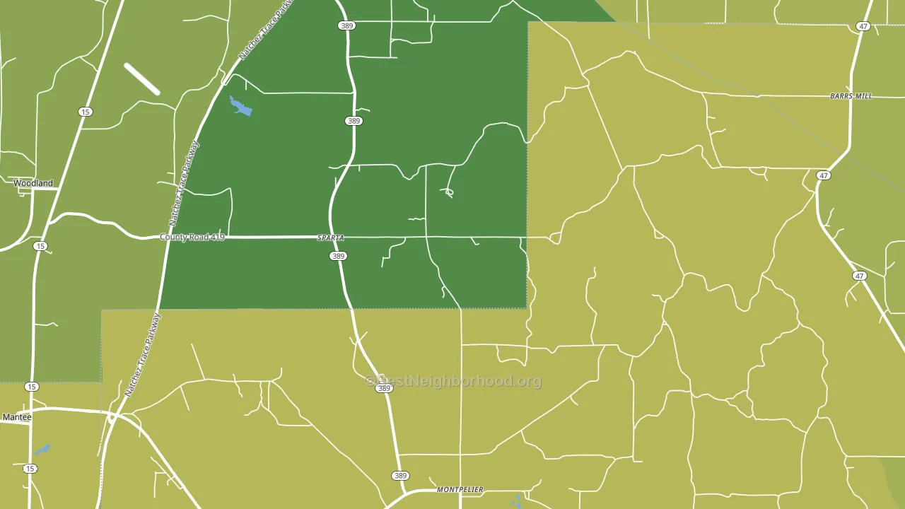 Sparta, MS block-group voter-turnout map