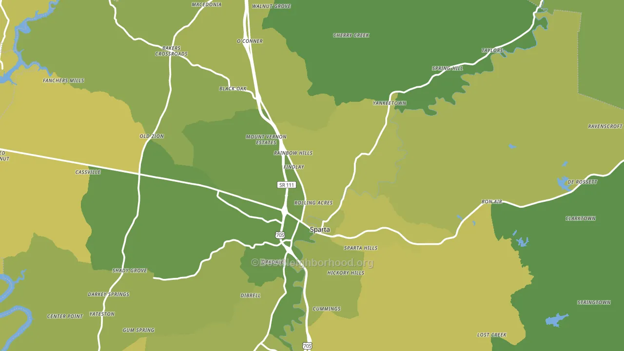 Sparta, TN block-group voter-turnout map