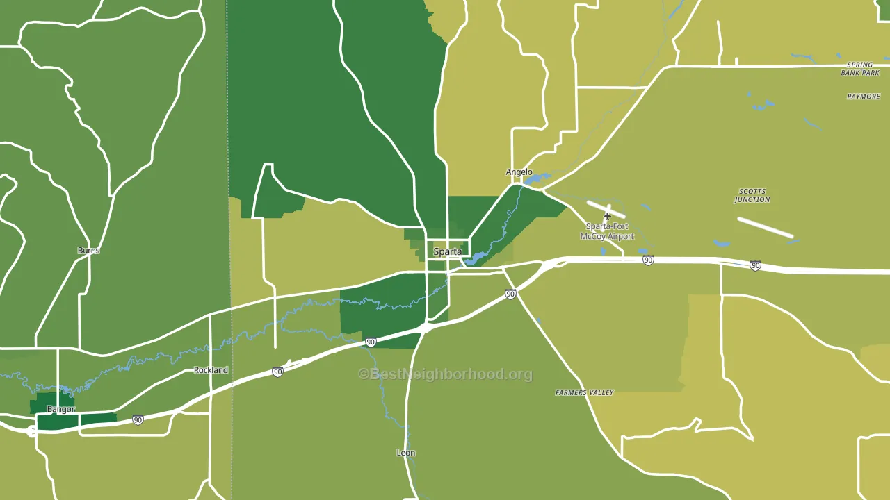 Sparta, WI block-group voter-turnout map