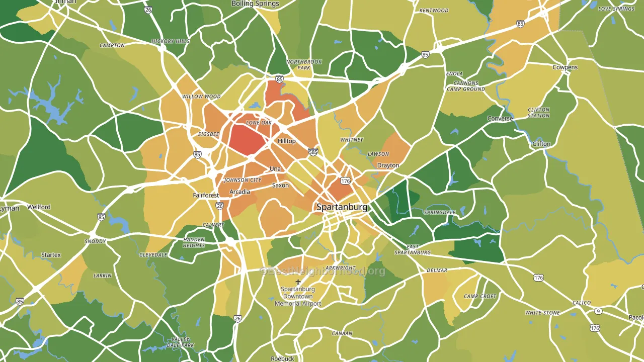 Spartanburg, SC block-group voter-turnout map