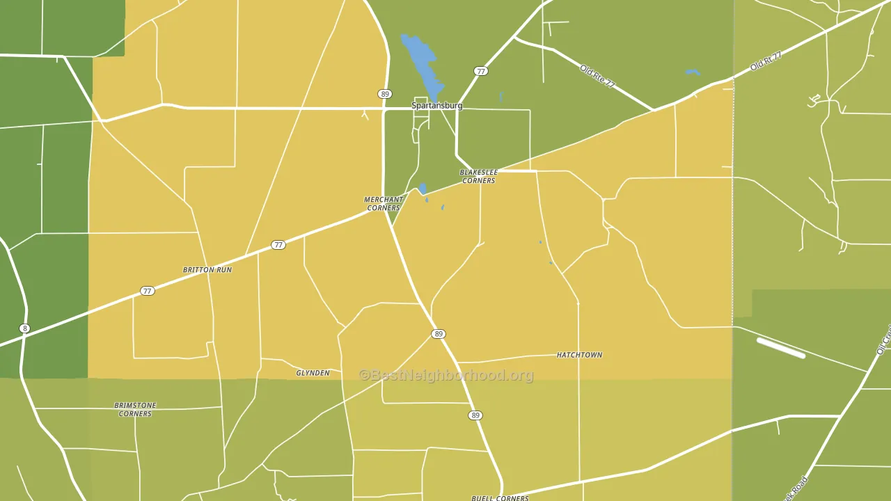 Spartansburg, PA block-group voter-turnout map