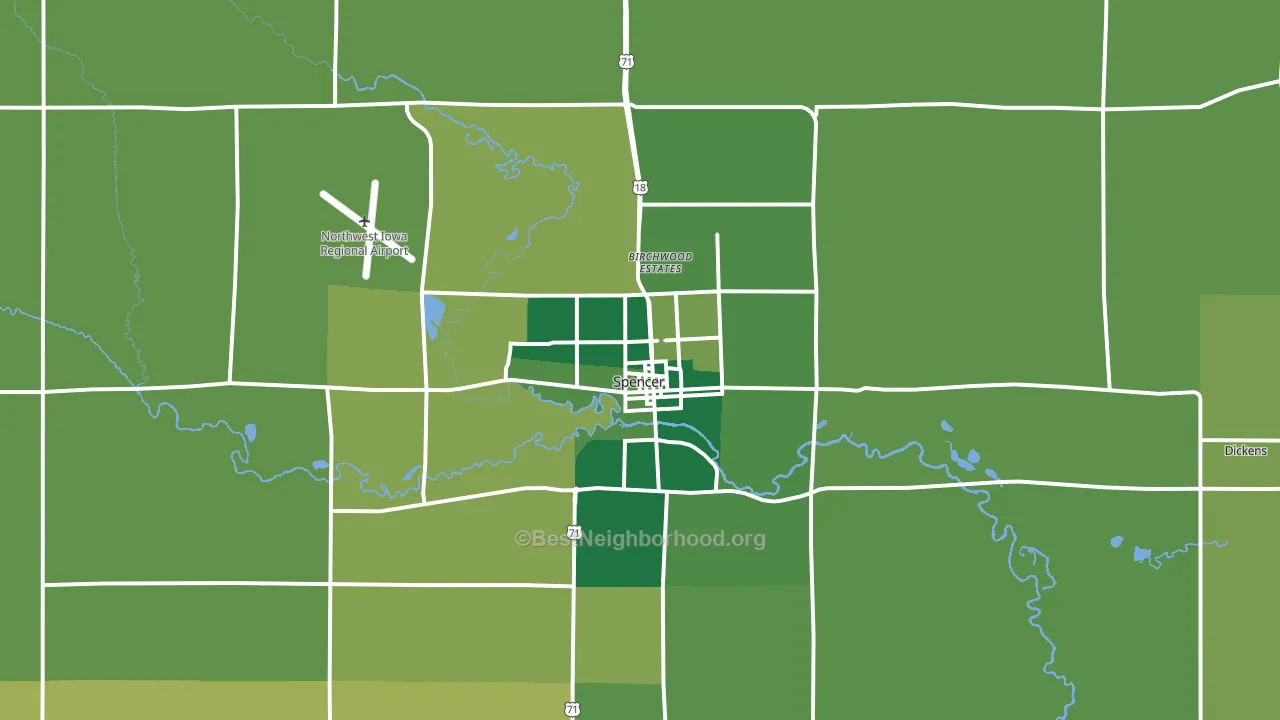 Spencer, IA block-group voter-turnout map