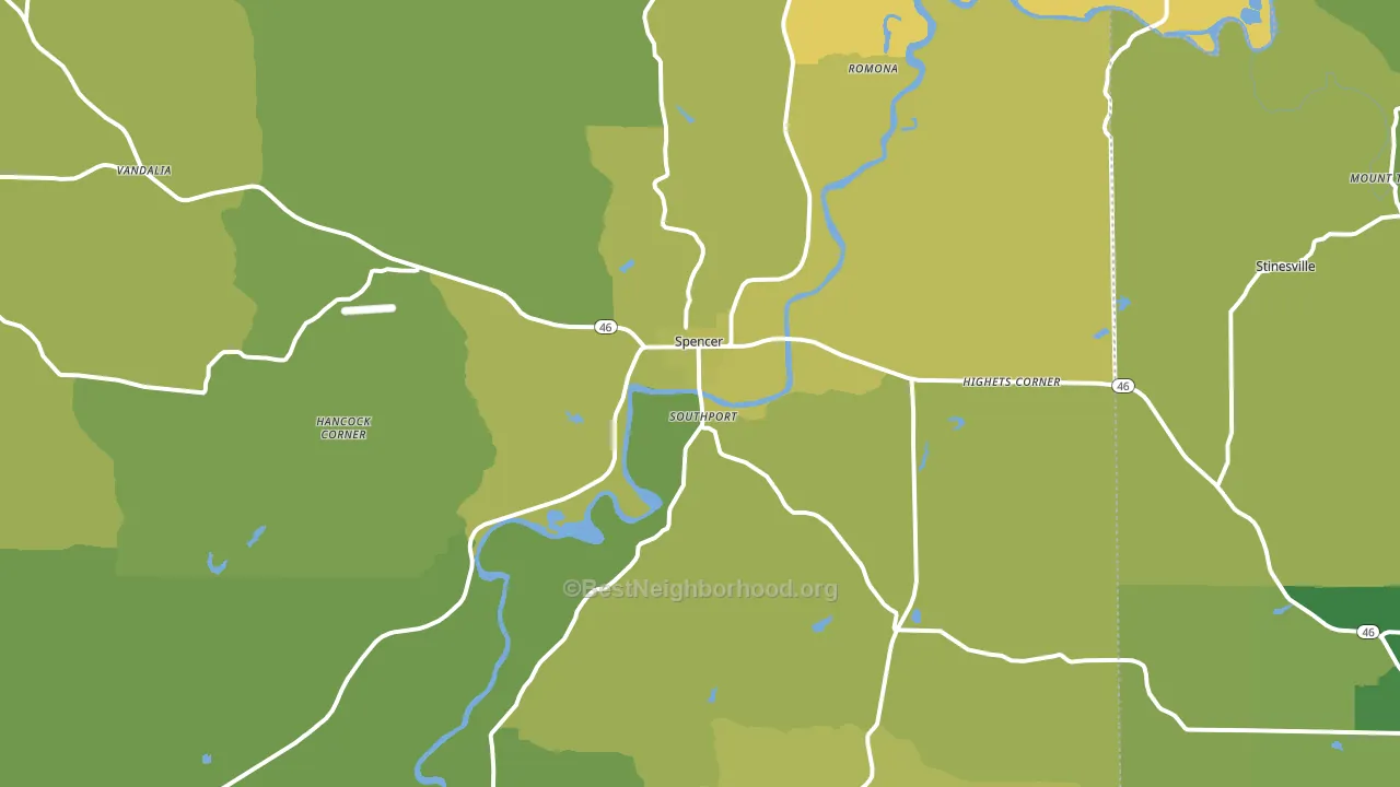 Spencer, IN block-group voter-turnout map