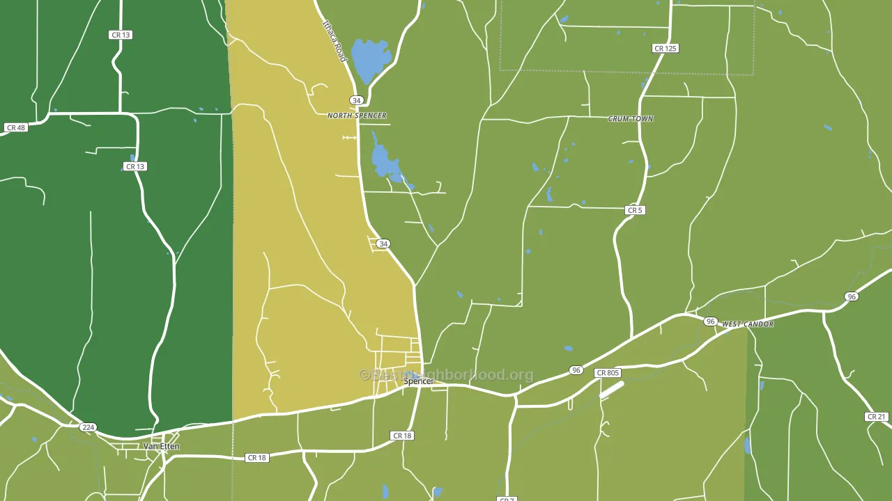 Spencer, NY block-group voter-turnout map