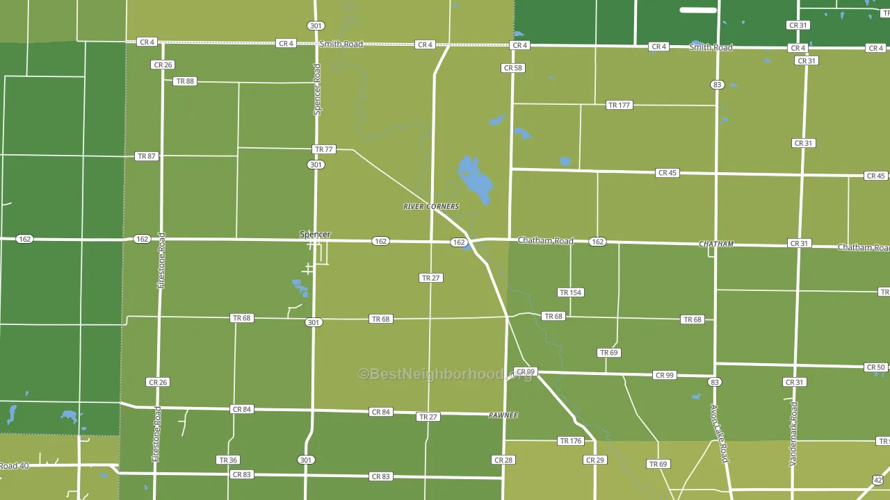 Spencer, OH block-group voter-turnout map