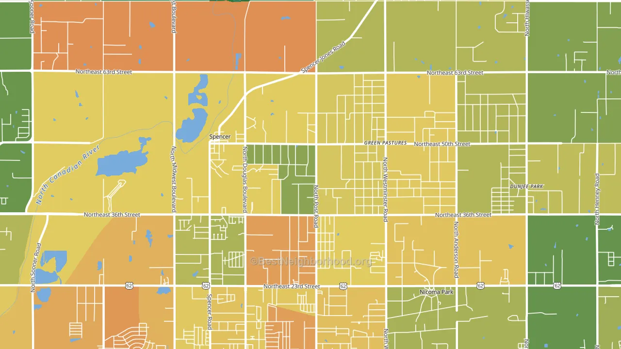 Spencer, OK block-group voter-turnout map