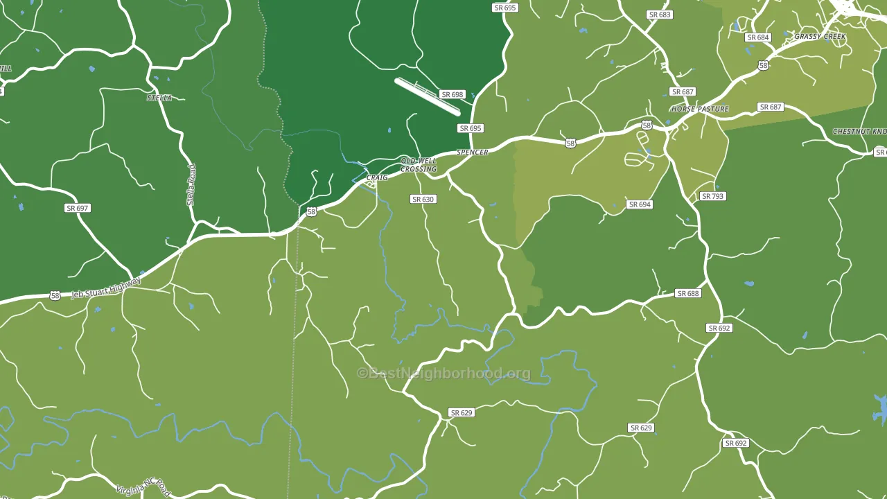 Spencer, VA block-group voter-turnout map