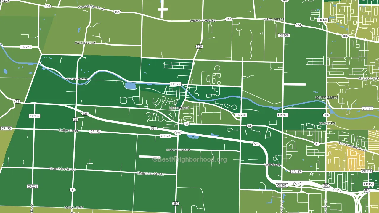Spencerport, NY block-group voter-turnout map