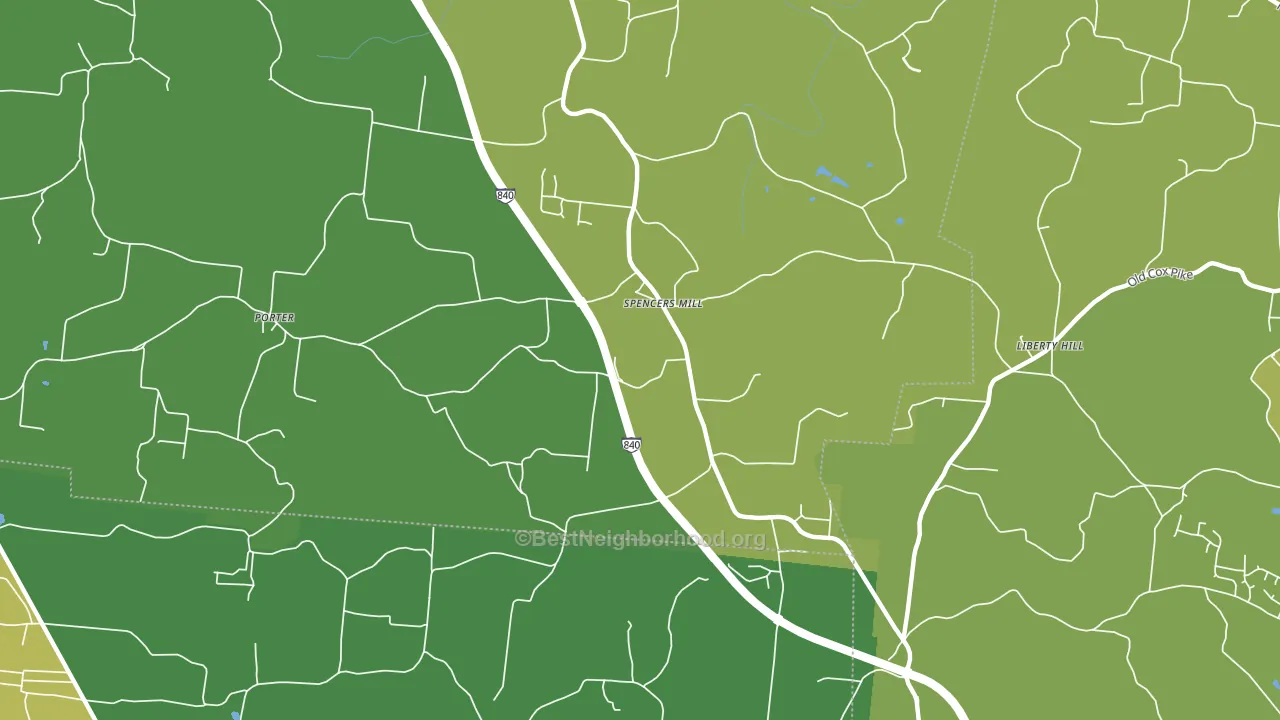 Spencers Mill, TN block-group voter-turnout map