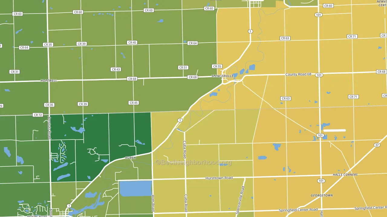 Spencerville, IN block-group voter-turnout map