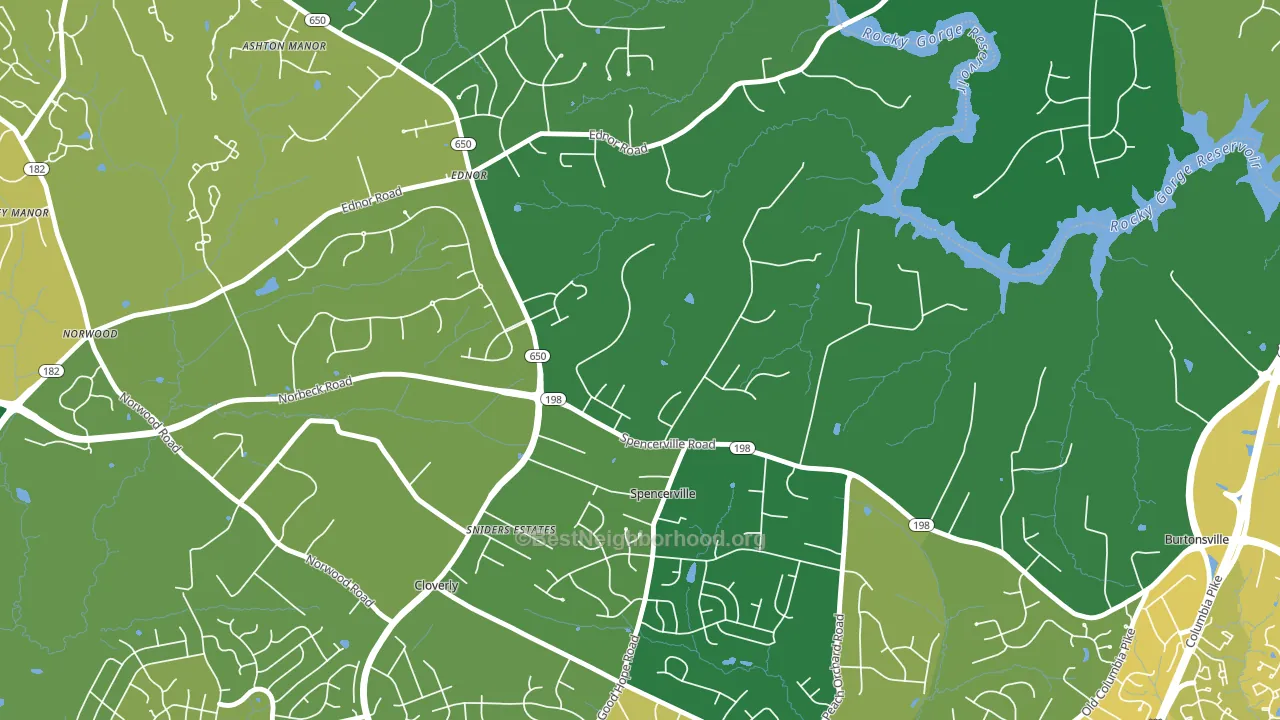 Spencerville, MD block-group voter-turnout map