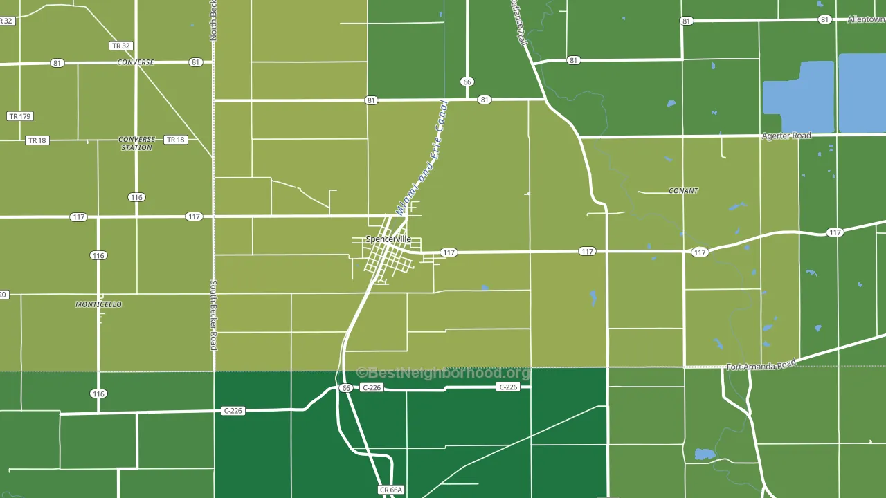 Spencerville, OH block-group voter-turnout map
