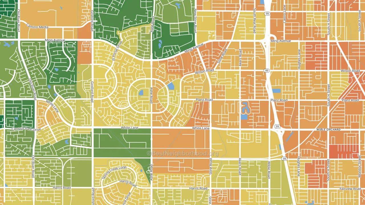Spice Tract, Bakersfield, CA block-group voter-turnout map