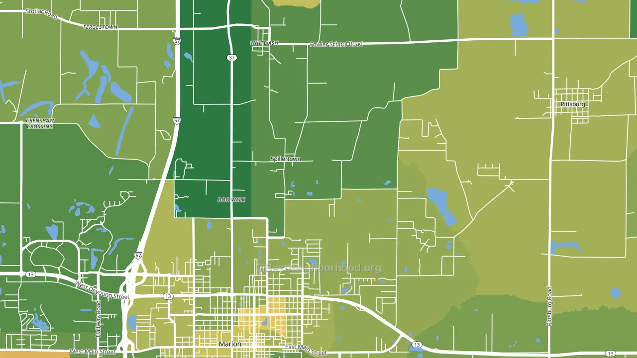 Spillertown, IL block-group voter-turnout map