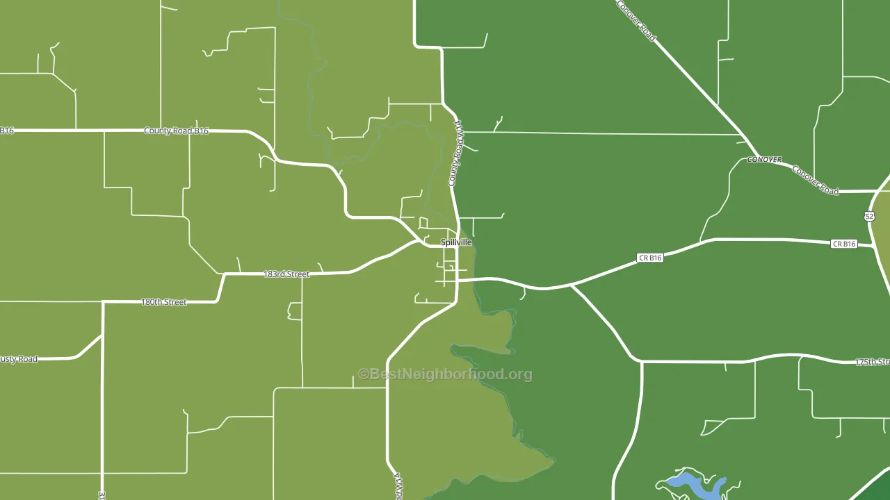 Spillville, IA block-group voter-turnout map