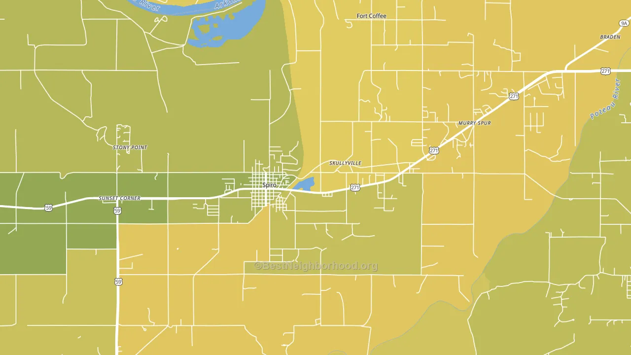 Spiro, OK block-group voter-turnout map