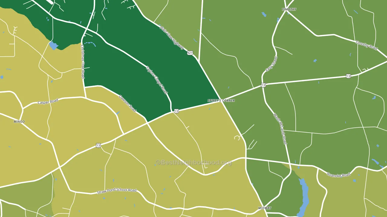 Spiveys Corner, NC block-group voter-turnout map