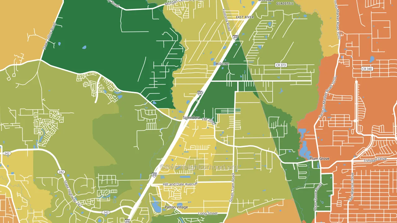 Splendora, TX block-group voter-turnout map