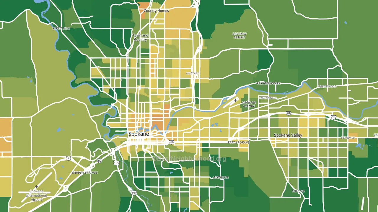 Spokane County, WA block-group voter-turnout map
