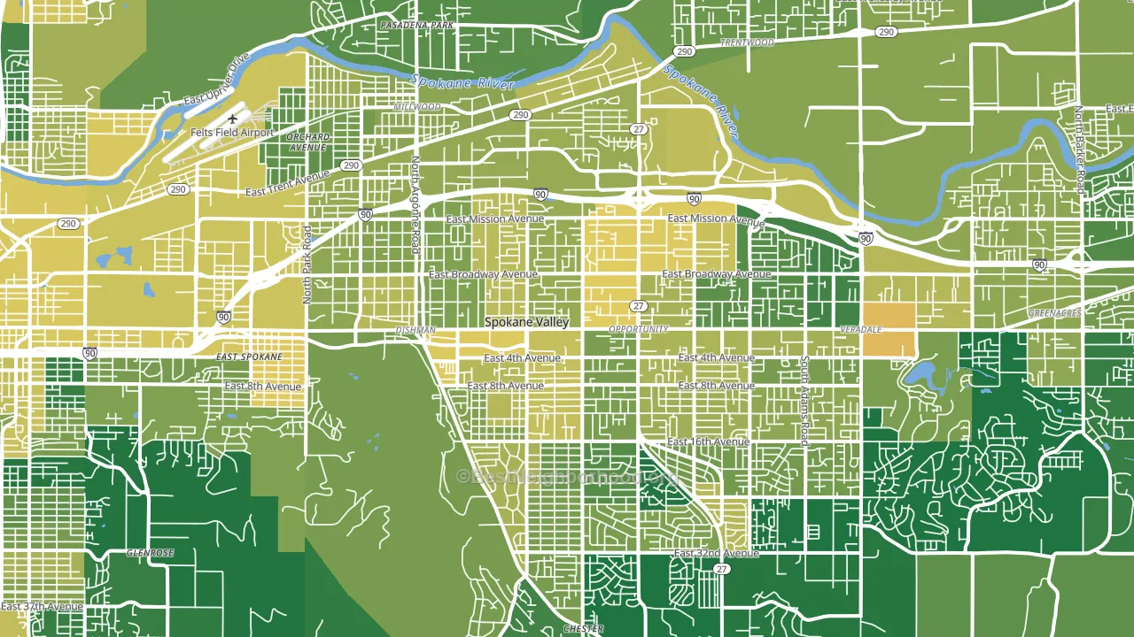 Spokane Valley, WA block-group voter-turnout map