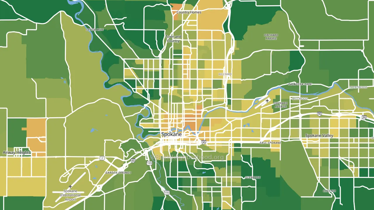 Spokane, WA block-group voter-turnout map