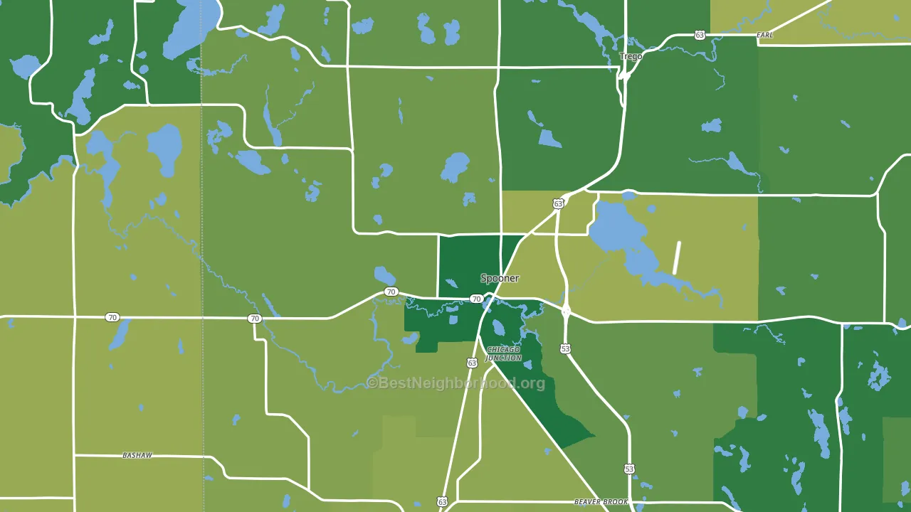 Spooner, WI block-group voter-turnout map