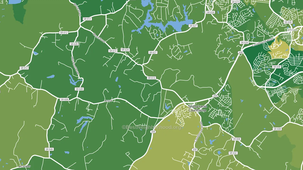 Spotsylvania Courthouse, VA block-group voter-turnout map