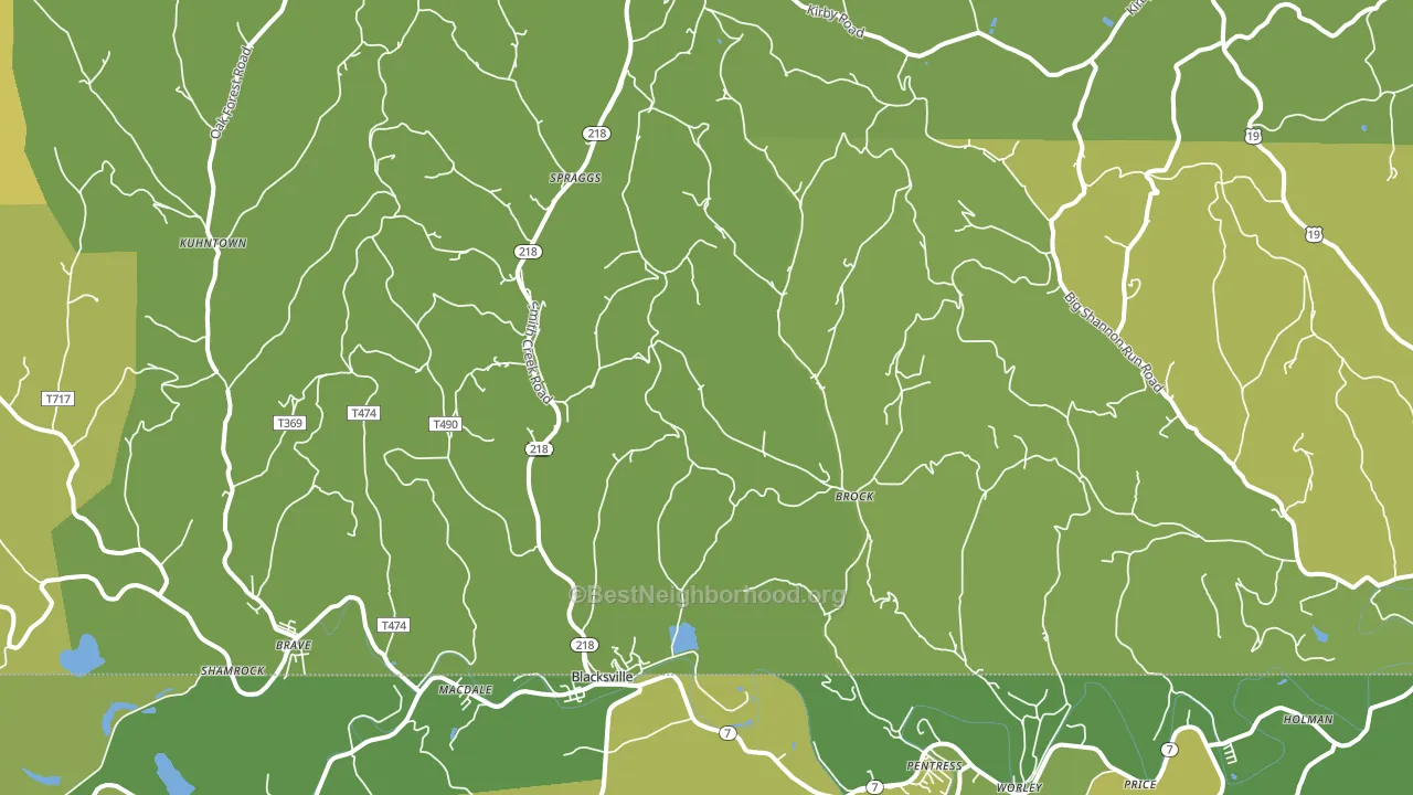 Spraggs, PA block-group voter-turnout map