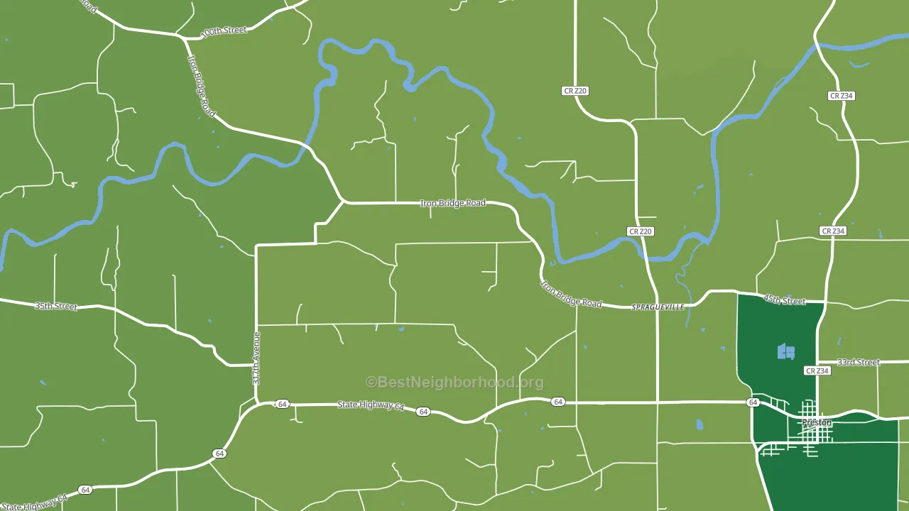 Spragueville, IA block-group voter-turnout map