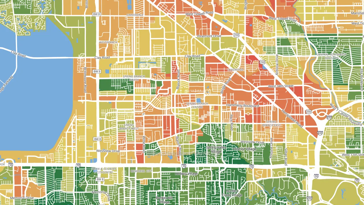 Spring Branch, Houston, TX block-group voter-turnout map