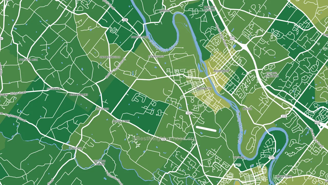 Spring City, PA block-group voter-turnout map