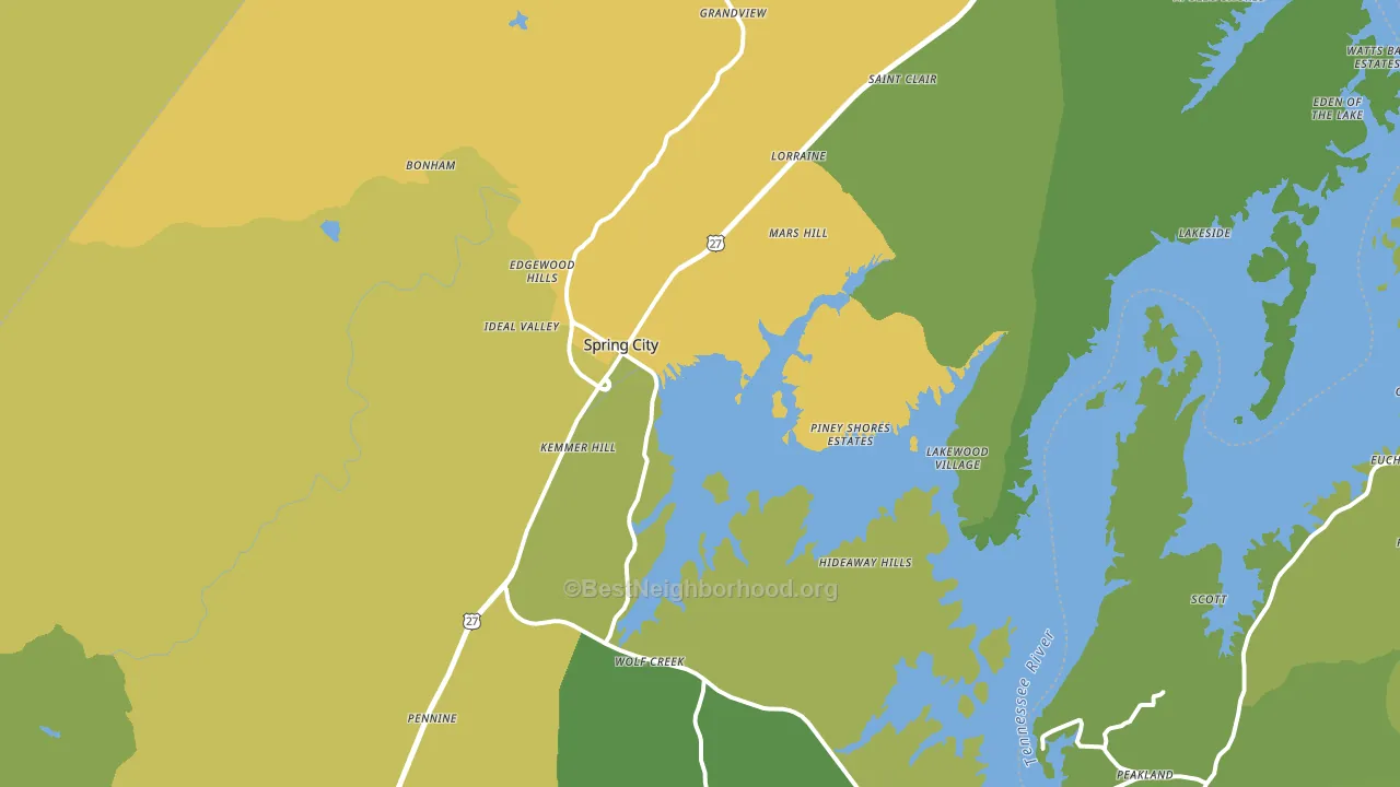 Spring City, TN block-group voter-turnout map