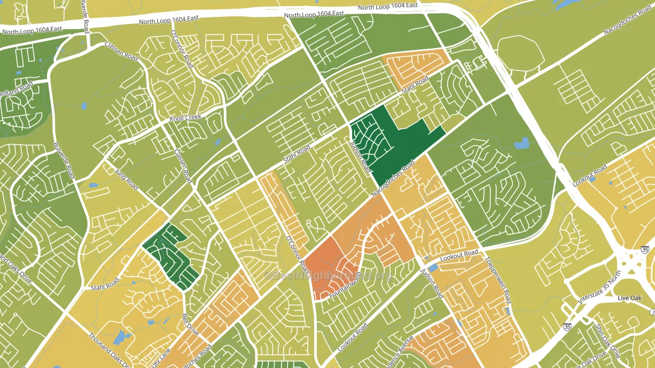 Spring Creek, San Antonio, TX block-group voter-turnout map
