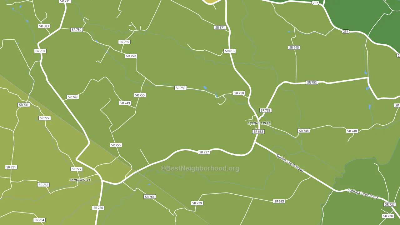Spring Creek, VA block-group voter-turnout map