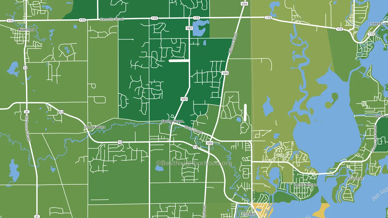 Spring Grove, IL block-group voter-turnout map